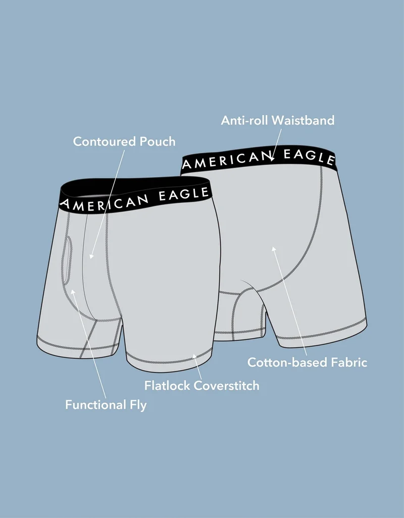 American Eagle  AEO Men's 6" Classic Boxer Brief 3-Pack for Men | Best Price UAE